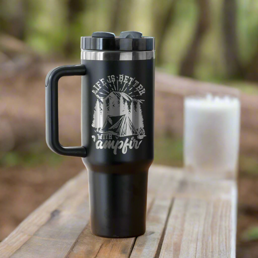 40oz Tumbler with your custom design***** Tumblers are blank, The pictures are to show you the color of the engraving for your custom design*****