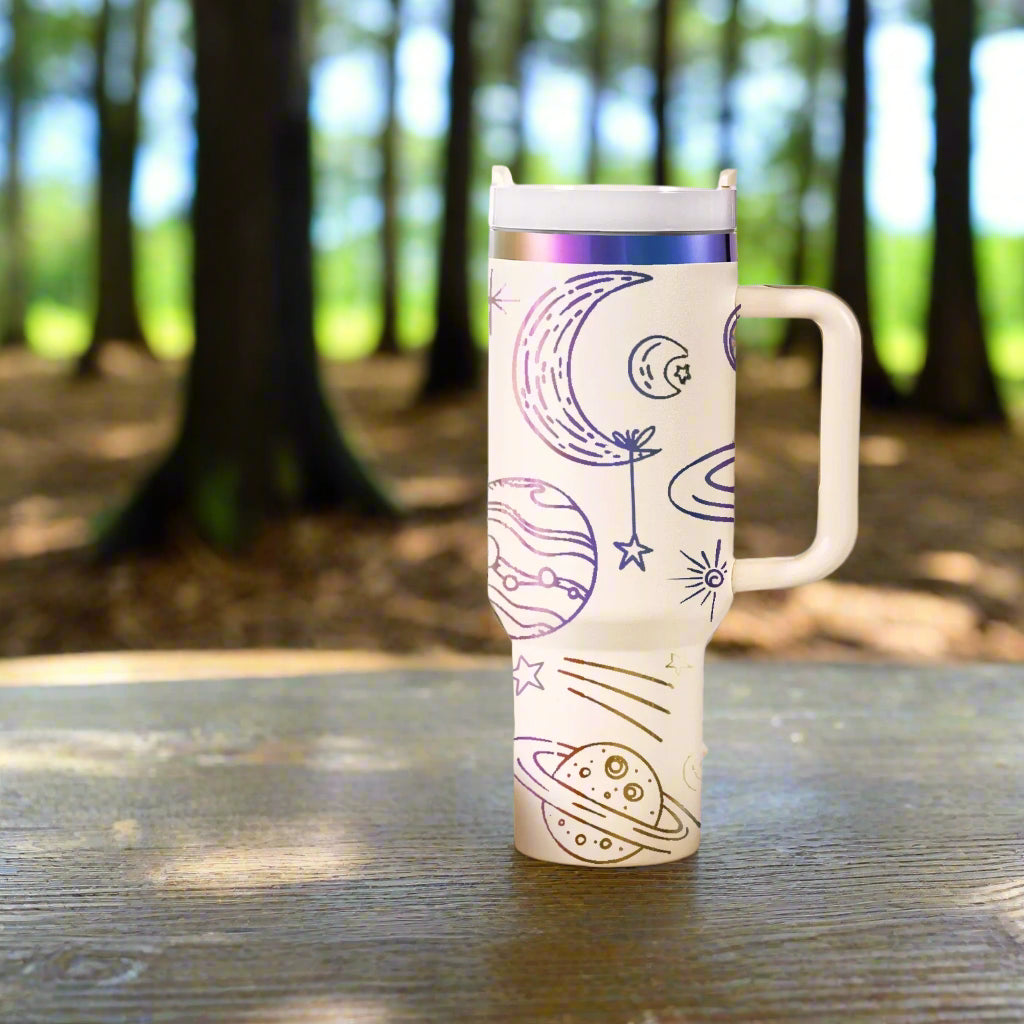 40oz Tumbler with your custom design***** Tumblers are blank, The pictures are to show you the color of the engraving for your custom design*****