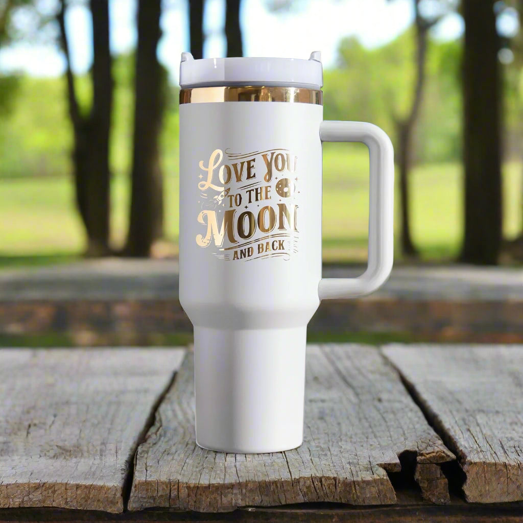 40oz Tumbler with your custom design***** Tumblers are blank, The pictures are to show you the color of the engraving for your custom design*****
