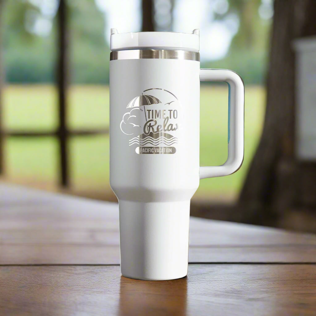 40oz Tumbler with your custom design***** Tumblers are blank, The pictures are to show you the color of the engraving for your custom design*****