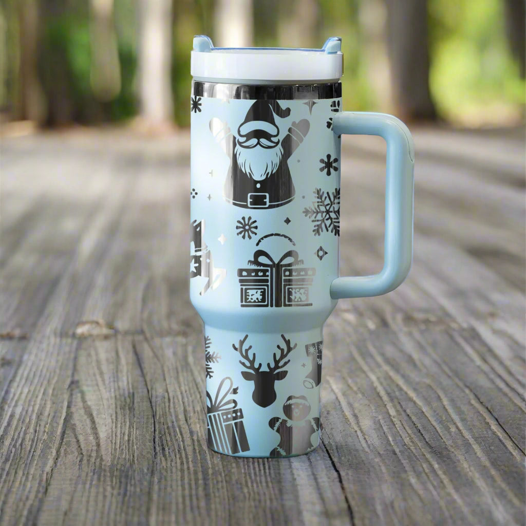 40oz Tumbler with your custom design***** Tumblers are blank, The pictures are to show you the color of the engraving for your custom design*****