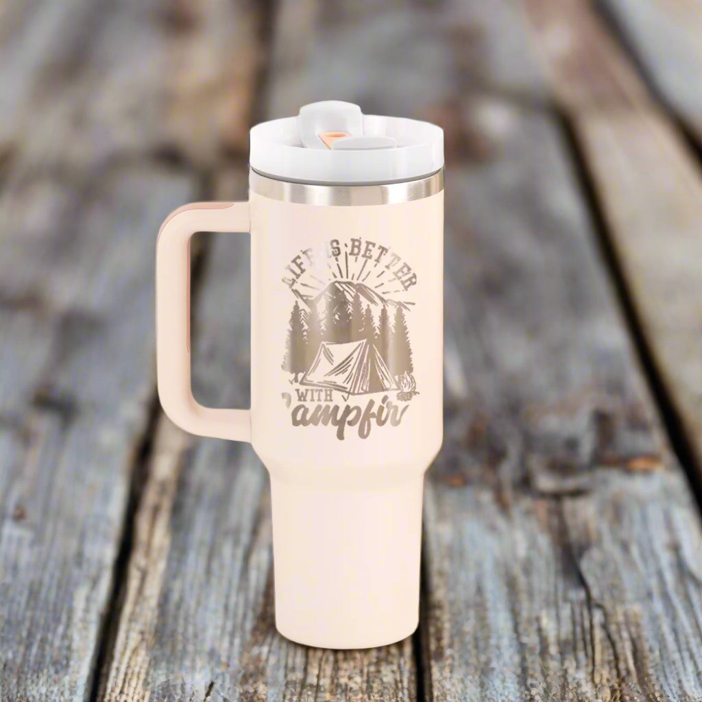 40oz Tumbler with your custom design***** Tumblers are blank, The pictures are to show you the color of the engraving for your custom design*****
