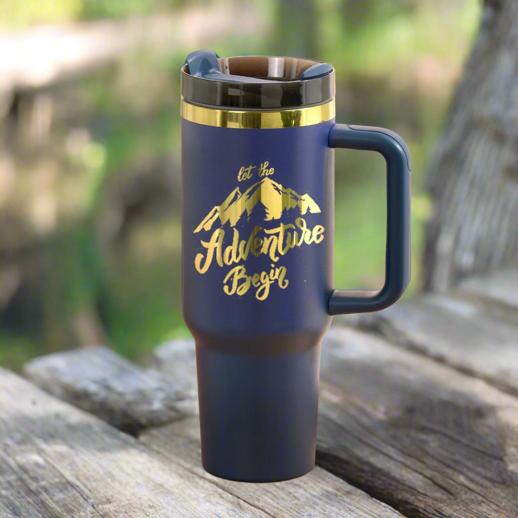 40oz Tumbler with your custom design***** Tumblers are blank, The pictures are to show you the color of the engraving for your custom design*****